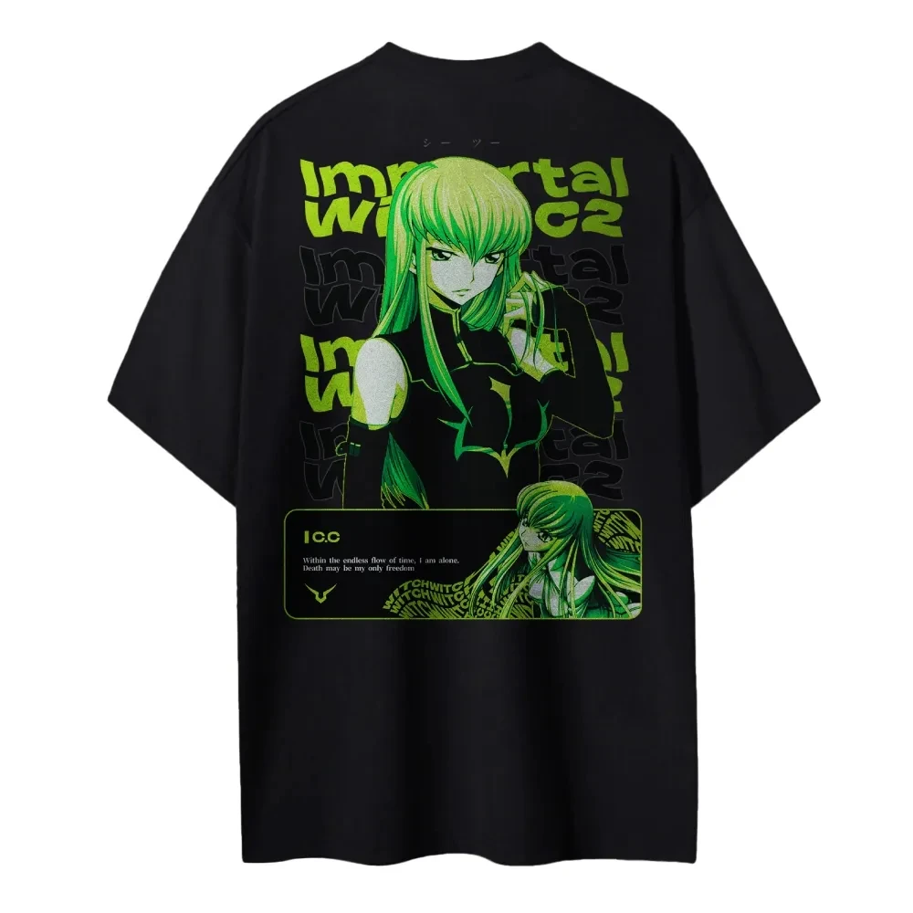 Anime Merchandise Store In Japan - เสื้อยืดโค้ดเกียสใหม่ ซี.ซี. เสื้อยืดพิมพ์ลายตัวละครผมเขียว แม่มดอมตะ สำหรับผู้ชายและผู้หญิง ผ้าฝ้าย
