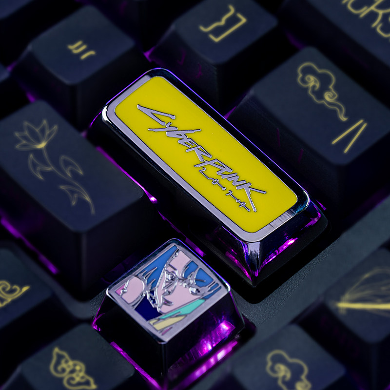 Keycap Artisan Anime - คีย์แคปอนิเมะ ธีมไซเบอร์พังค์ 2077 คีย์บอร์ดกลไก วัสดุโลหะ คีย์แคปสำหรับคีย์บอร์ดเกมมิ่งพีซี