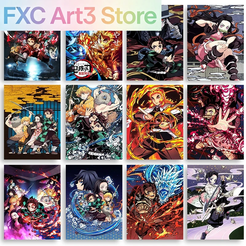 Anime Merchandise Posters - ไร้กรอบ,อะนิเมะเดมอนสเลเยอร์คลาสสิกภาพวาดผ้าใบอะนิเมะโปสเตอร์ HD ภาพศิลปะบนผนังภาพบ้านสมัยใหม่ห้องเด็กธ.ค.
