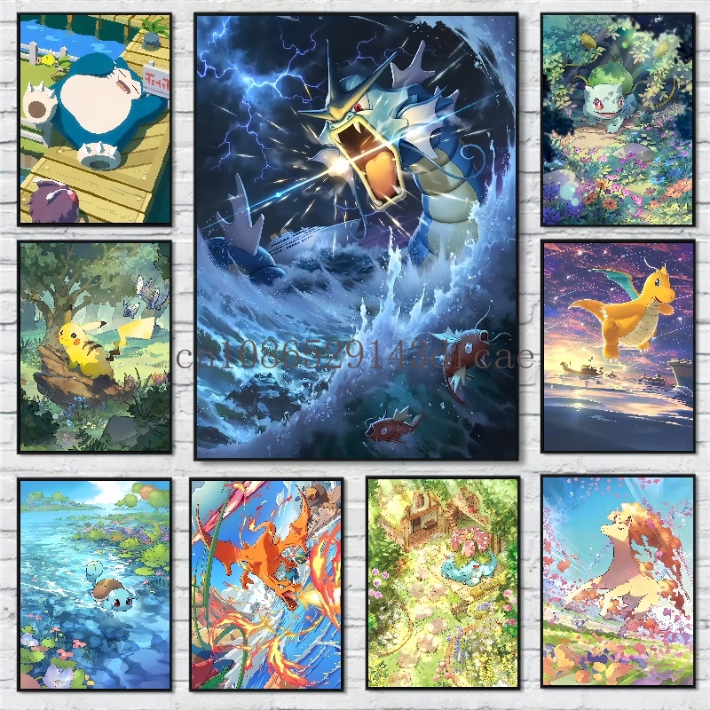 Pokemon อะนิเมะการ์ตูนภาพวาดผ้ - Anime Merchandise Posters บทวิจารณ์และราคา