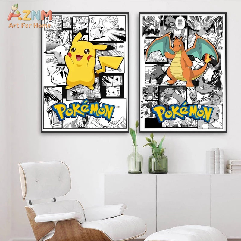 AZNM โปเกมอน ชาริซาร์ด พิคาชู  - Anime Merchandise Posters บทวิจารณ์และราคา